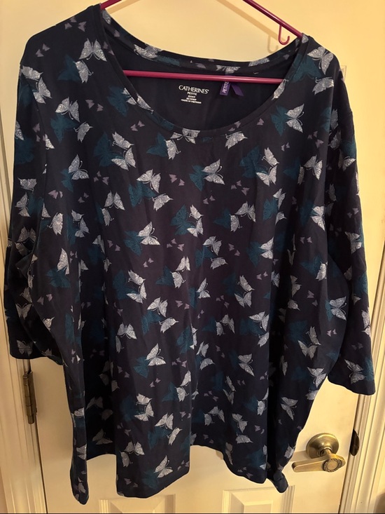 Catherines Tops - Catherines Navy Butterfly Print Tunic Top with Teal Accents